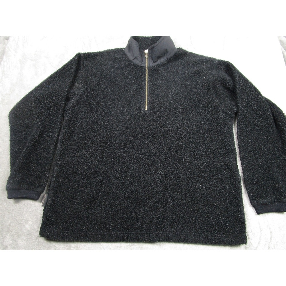Vintage Columbia Sweater Mens XL Black 1/4 Zip Fleece Pullover Outdoor